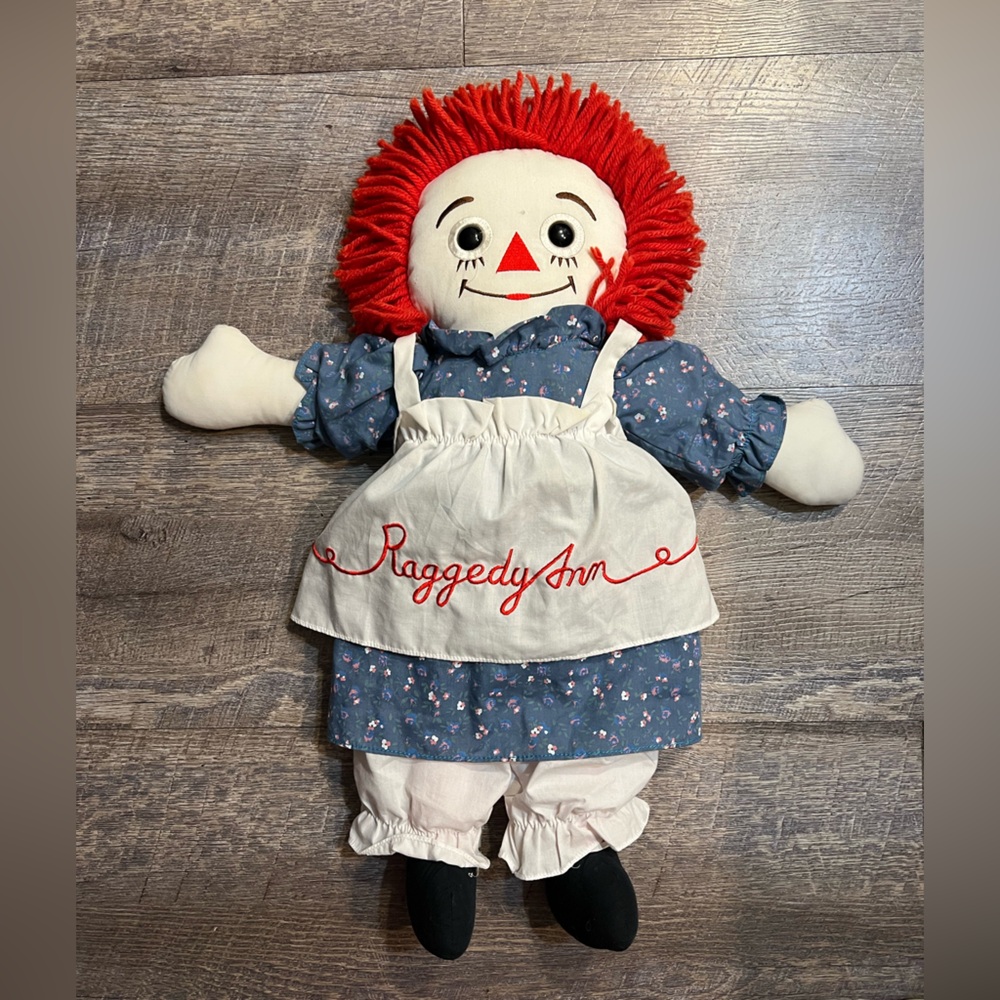 Vintage Raggedy Ann Doll with Red Hair and Blue Dress